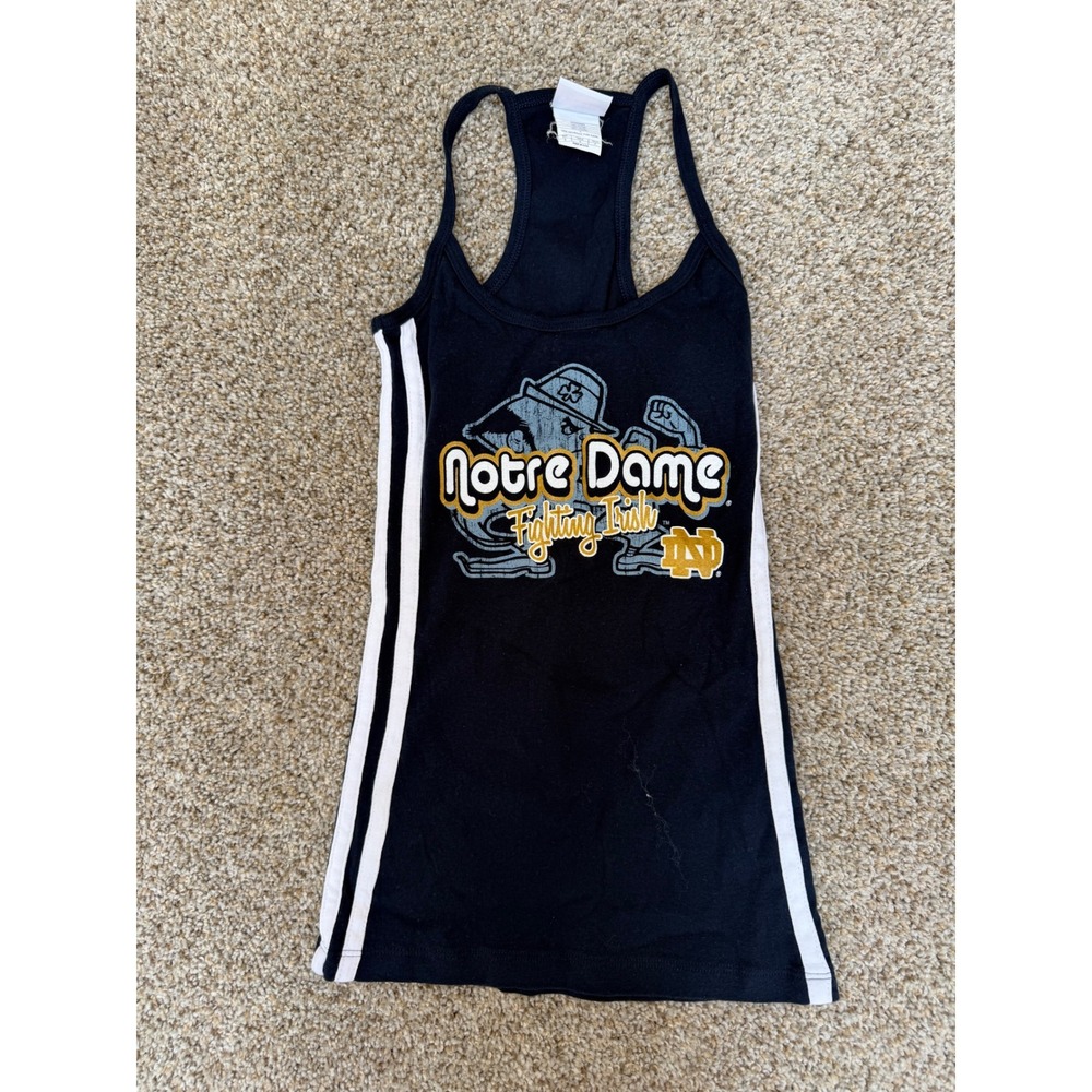 Notre Dame Fighting Irish Tank Top Womens Small Navy Blue Racerback Side Stripe